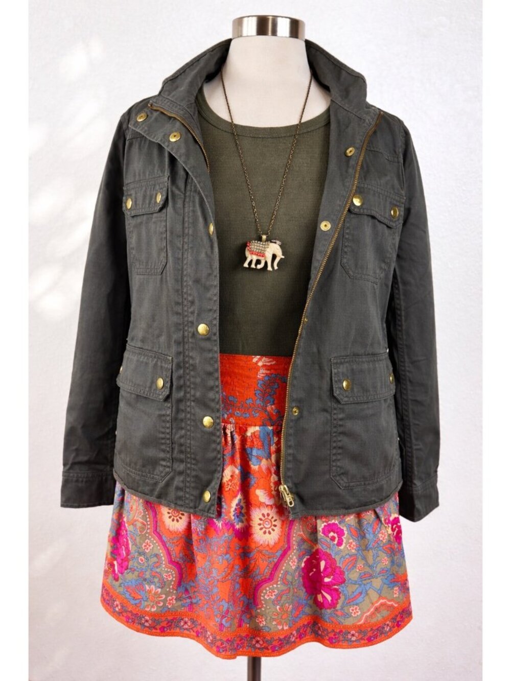 J.Crew Factory Downtown Field Jacket Utility Military Olive Green Women L - Picture 2 of 16